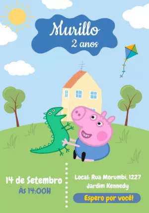 Convite de Aniversário George Pig para Editar Online