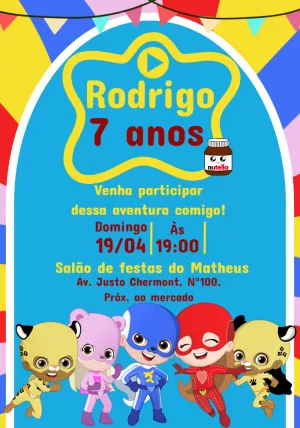 Convite de Aniversário Os Aventureiros para Editar Online