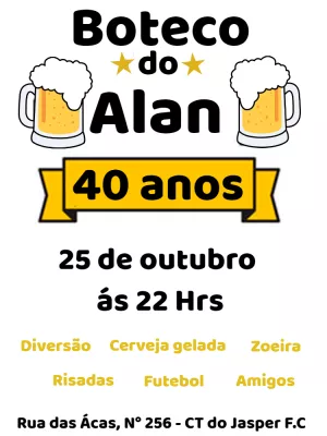 Convite de Aniversário Boteco com Cerveja para Editar Online