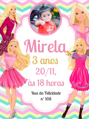 Invitación de cumpleaños Barbie – Estático – Pedro Henrique