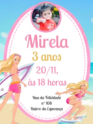 Invitación de cumpleaños Barbie – Estático – Pedro Henrique