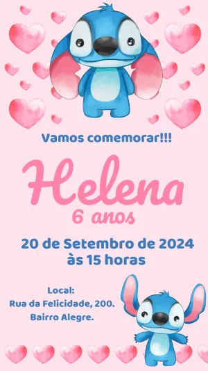 Stitch Birthday Invitation – Static – Bella Liz Convites