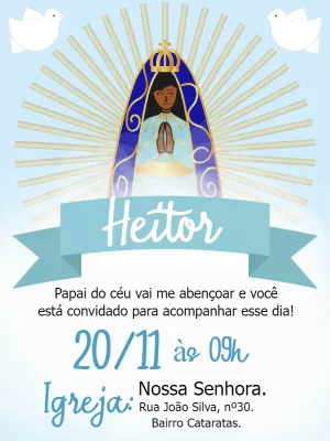 Convite de Batizado Nossa Senhora para Editar Online