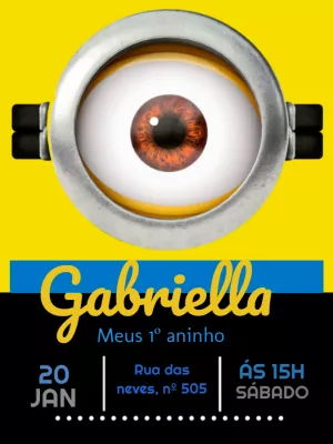 Convite Aniversário Minions Editável Online para Imprimir