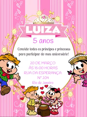 Invitation d'anniversaire Turma da Mônica – Statique – Pedro Henrique