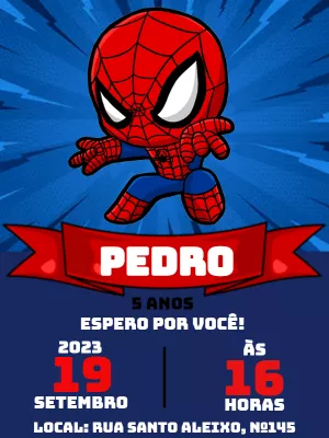 Convite de Aniversário Homem Aranha para Editar Online