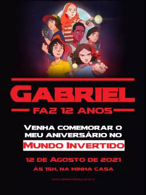 Convite de Aniversário Stranger Things para Editar Online