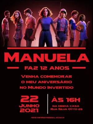Convite Aniversário Stranger Things para Editar Online