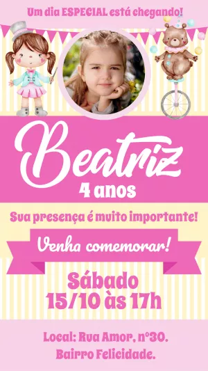 Invitation d'anniversaire Cirque – Statique – Bella Liz Convites