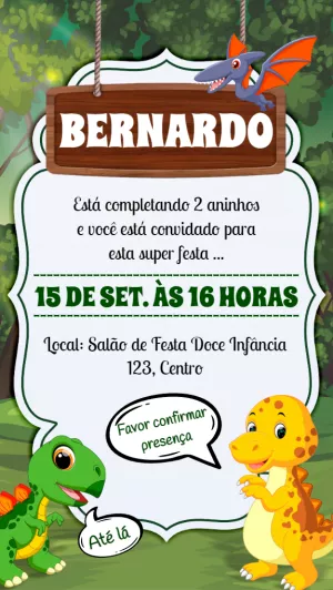 Invitación de cumpleaños Dinosaurio – Estático – Idesign Personalizados