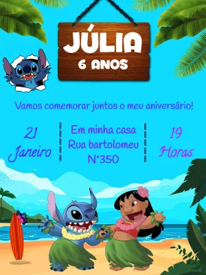 Invitación de cumpleaños Stitch – Estático – Victor designer
