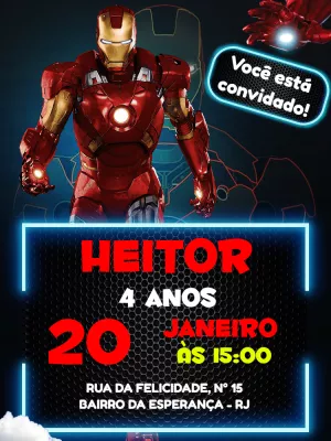 Convite de Aniversário Homem de Ferro para Editar Online