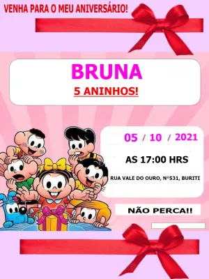 Invitation d'anniversaire Turma da Mônica – Statique – Dayvison Carvalho do Nascimento