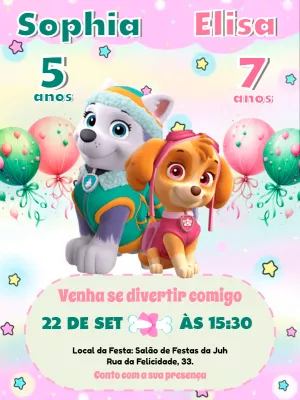 Invito di compleanno Paw Patrol – Statico – Pedro Henrique