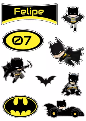 Kit Topo de Bolo Batman: Personagens e Elementos para Editar