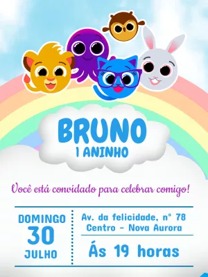 Convite de Aniversário Bolofofos para Editar Online