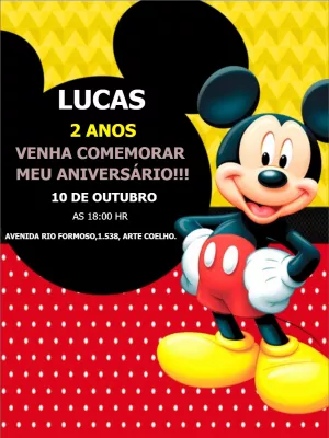 Convite de Aniversário Mickey Mouse para Editar Online