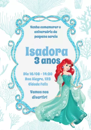 Invitación de cumpleaños La Sirenita – Estático – Alice Capistrano Roussenq