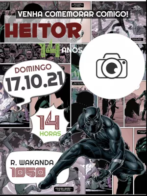 Convite Aniversário Pantera Negra Quadrinhos com Foto para Editar