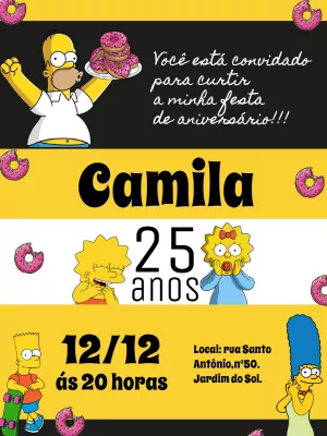 Convite de Aniversário Simpsons para Editar Online