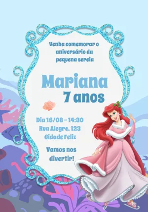 Invitación de cumpleaños La Sirenita – Estático – Alice Capistrano Roussenq