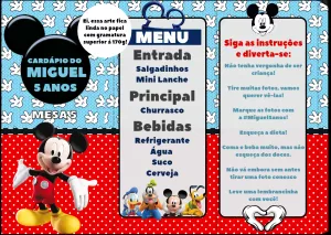 Menu Triângulo Festa Mickey Mouse para Editar Online
