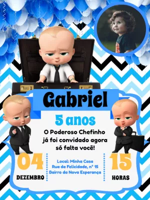 Convite Aniversário O Poderoso Chefinho com Foto para Editar