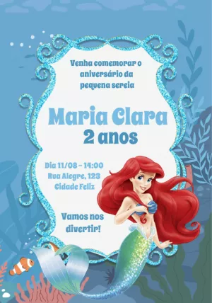 Invitación de cumpleaños La Sirenita – Estático – Alice Capistrano Roussenq