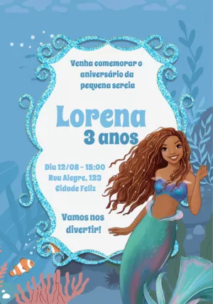 Invitación de cumpleaños La Sirenita – Estático – Alice Capistrano Roussenq