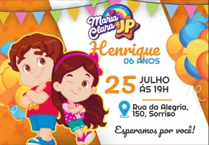Convite Aniversário Maria Clara e JP para Editar Online