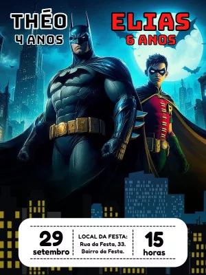 Invitación de cumpleaños Batman – Estático – Pedro Henrique