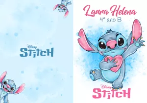 Capa de Caderno Stitch Editável para Volta às Aulas