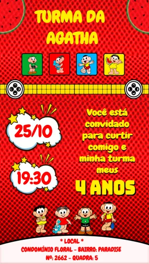 Turma da Mônica Birthday Invitation – Static – Dtech Artes Digitais