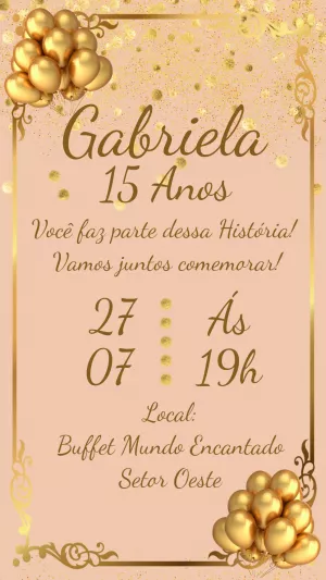 Convite 15 Anos Rose Gold Elegante para Editar Online