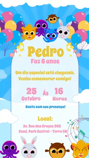 Convite de Aniversário Bolofofos com Personagens para Editar