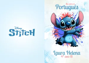 Capa de Caderno Stitch Editável para Volta às Aulas