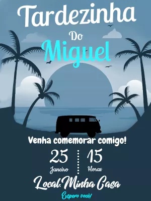 Convite Aniversário Tardezinha na Praia para Editar Online