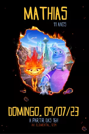 Convite de Aniversário Elementos Pixar para Editar Online