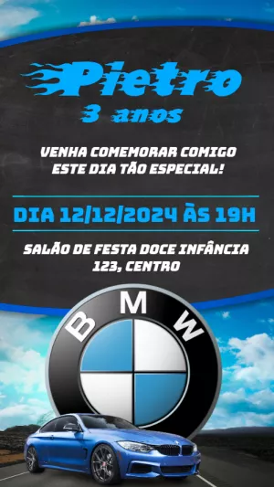 Convite de Aniversário BMW Carro de Luxo para Editar Online