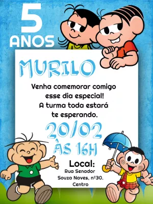 Convite de Aniversário Turma da Mônica para Editar Online