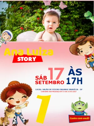 Convite de Aniversário Toy Story com Foto para Editar Online