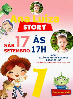 Convite de Aniversário Toy Story com Foto para Editar Online