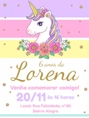 独角兽生日邀请函 – 静态 – Bella Liz Convites