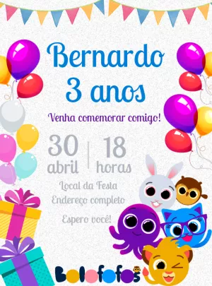 Invitación de cumpleaños Bolofofos – Estático – Decore Arte