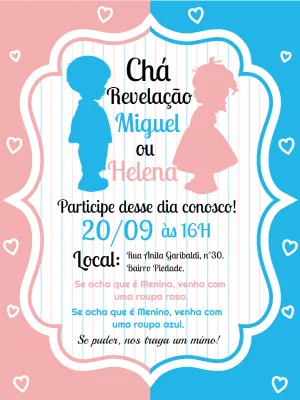 Gender Reveal Invitation – Static – Bella Liz Convites