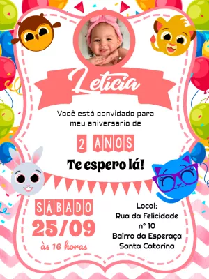 Invitación de cumpleaños Bolofofos – Estático – Pedro Henrique