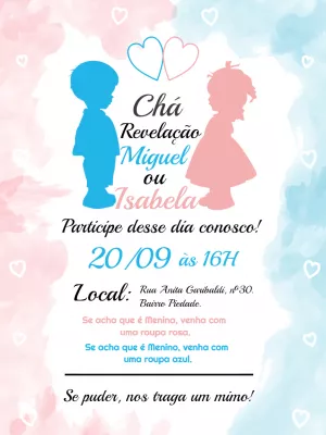 Convite Chá Revelação Menino ou Menina para Editar Online