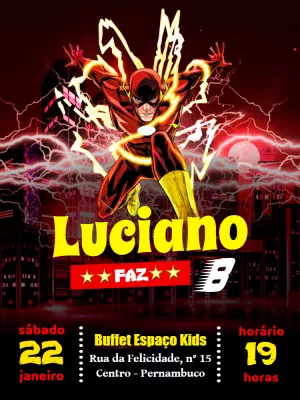 Convite de Aniversário The Flash Editável Online