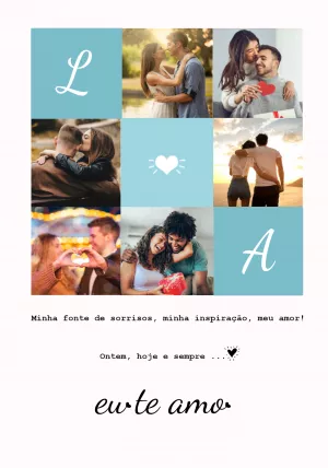 Quadro de Amor com Mosaico de Fotos para Editar Online