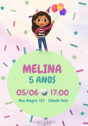 Invitación de cumpleaños La casa de muñecas de Gabby – Estático – Alice Capistrano Roussenq